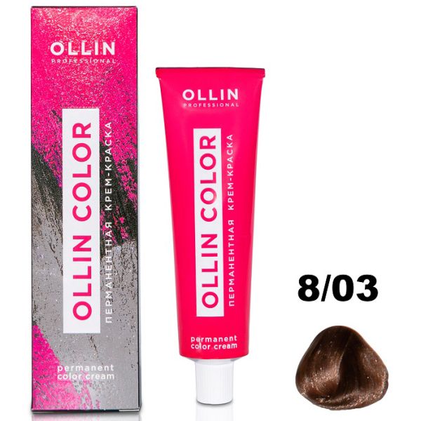 Permanent cream hair dye COLOR 8/03 OLLIN 100 ml