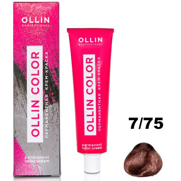 Permanent cream hair dye COLOR 7/75 OLLIN 100 ml