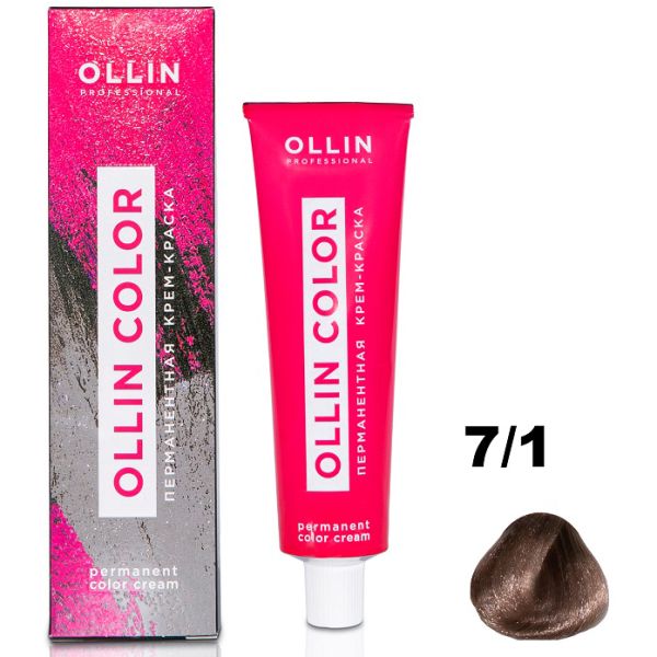 Permanent cream hair dye COLOR 7/1 OLLIN 100 ml