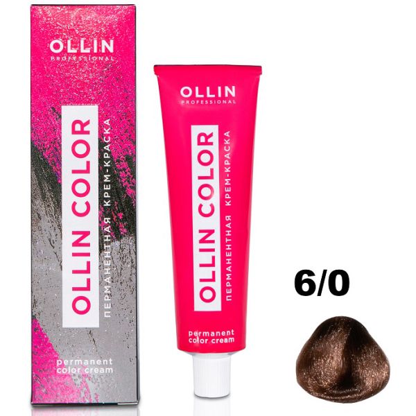 Permanent cream hair dye COLOR 6/0 OLLIN 100 ml