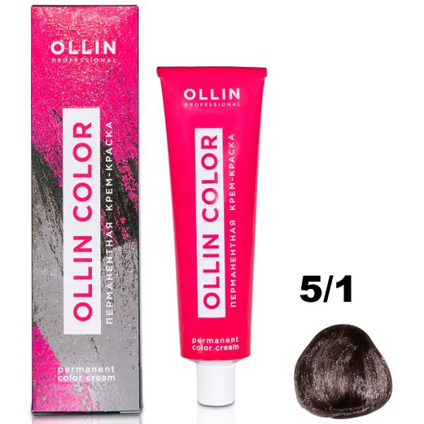 Permanent cream hair dye COLOR 5/1 OLLIN 100 ml