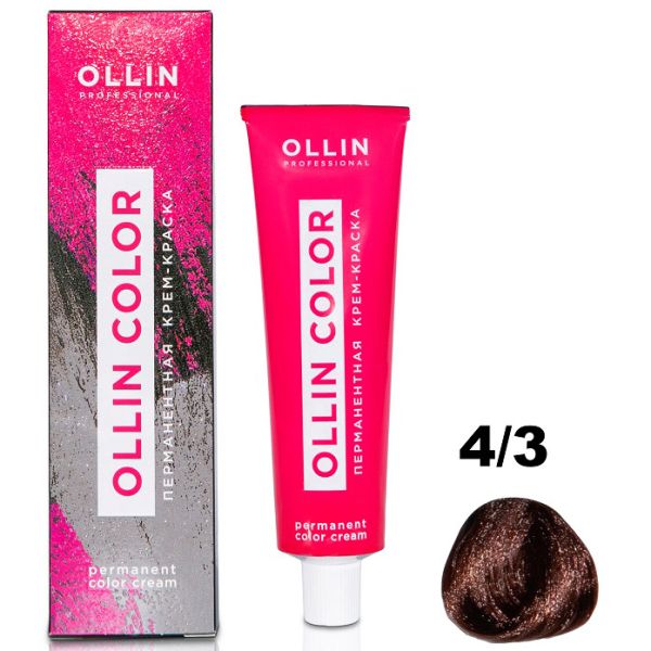 Permanent cream hair dye COLOR 4/3 OLLIN 100 ml