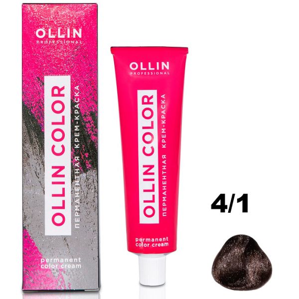 Permanent cream hair dye COLOR 4/1 OLLIN 100 ml