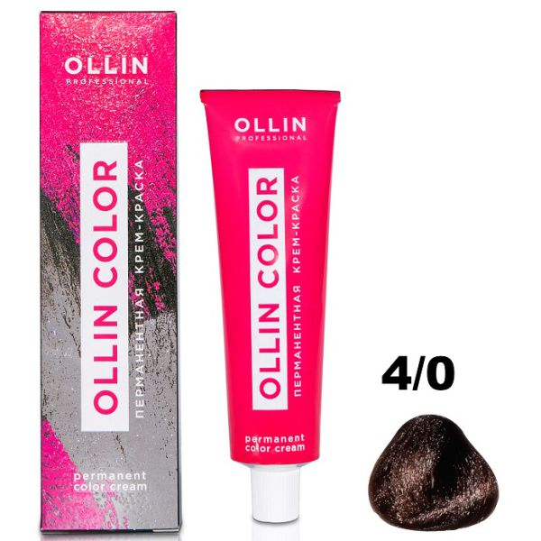 Permanent cream hair dye COLOR 4/0 OLLIN 60 ml