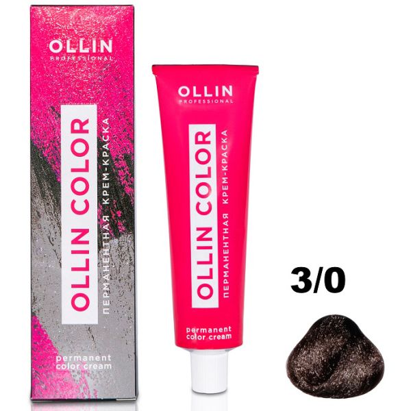 Permanent cream hair dye COLOR 3/0 OLLIN 60 ml