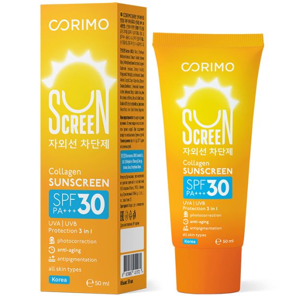 CORIMO Face and body sunscreen cream anti-aging COLLAGEN waterproof SPF 30 PA+++, 50 ml